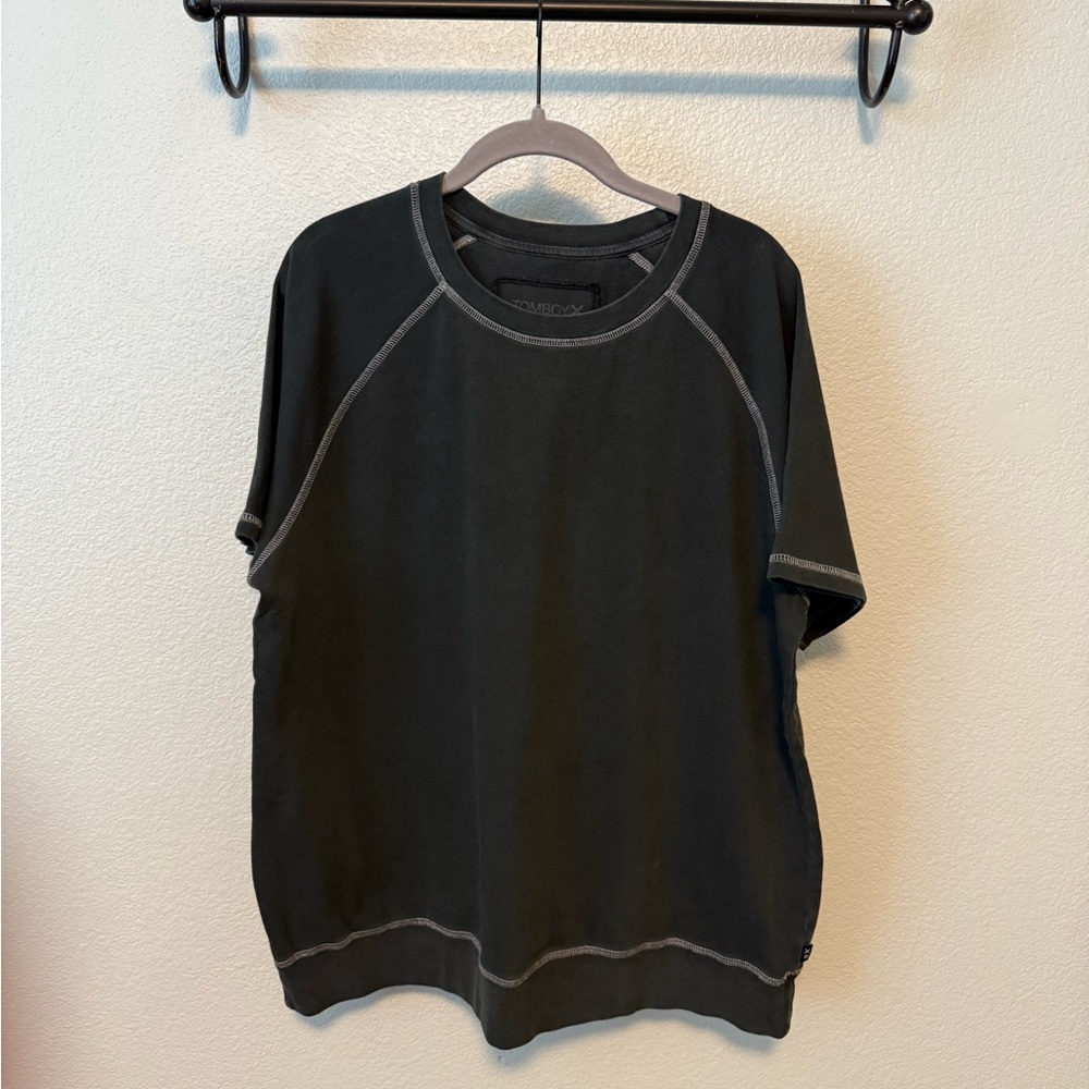 TomboyX Dark Grey Short Sleeve Raglan Top